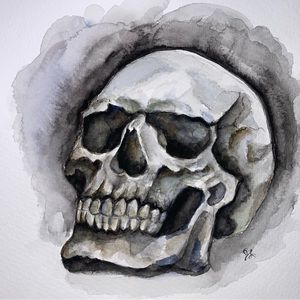 Skull water color painting